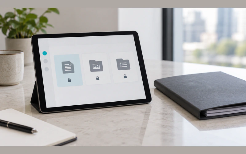 An illustrative client portal with separate document groups and access controls.