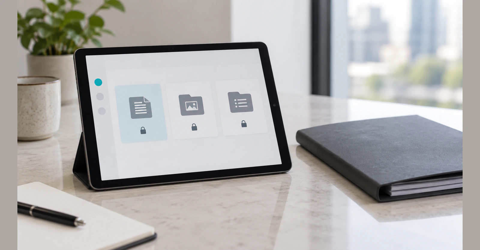 An illustrative client portal with separate document groups and access controls.