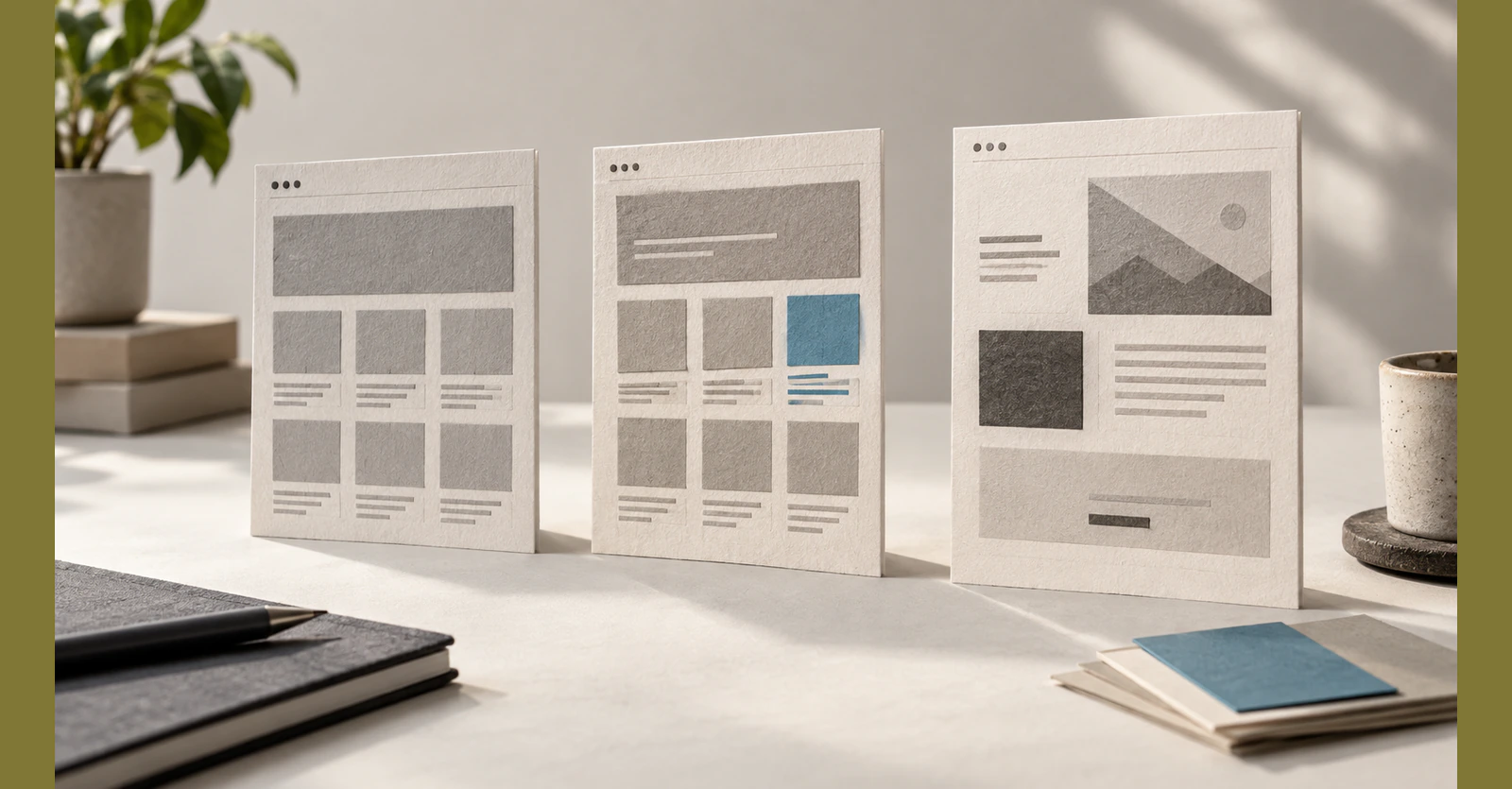 Reusable website layouts compared with a distinct custom page layout.