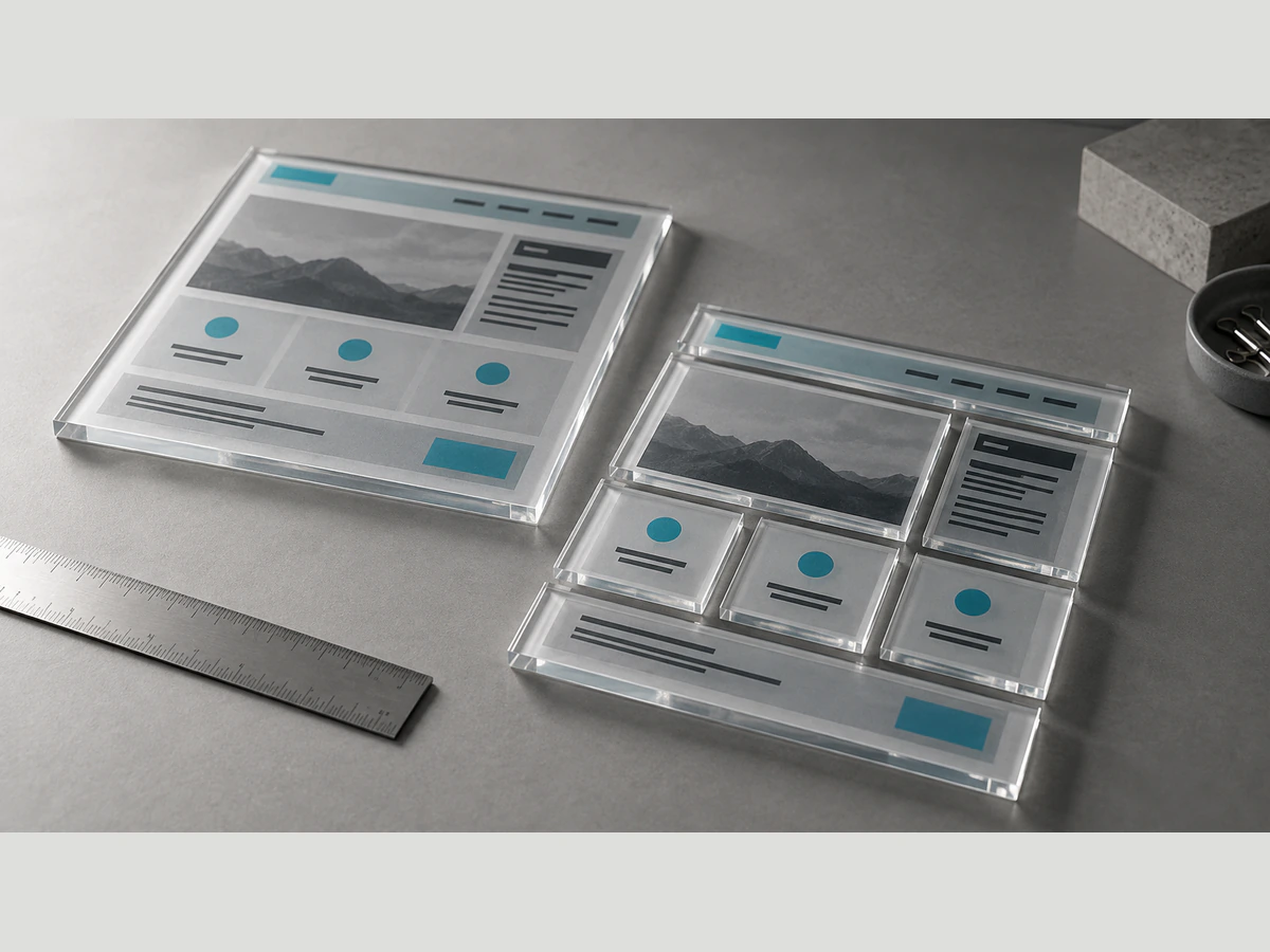 Two website layout models illustrating a change in editing structure.