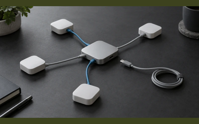 Connected modules with one unused cable separated for dependency review.