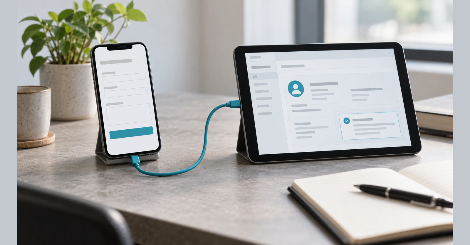 A website enquiry form connected conceptually to a customer record and follow-up task.